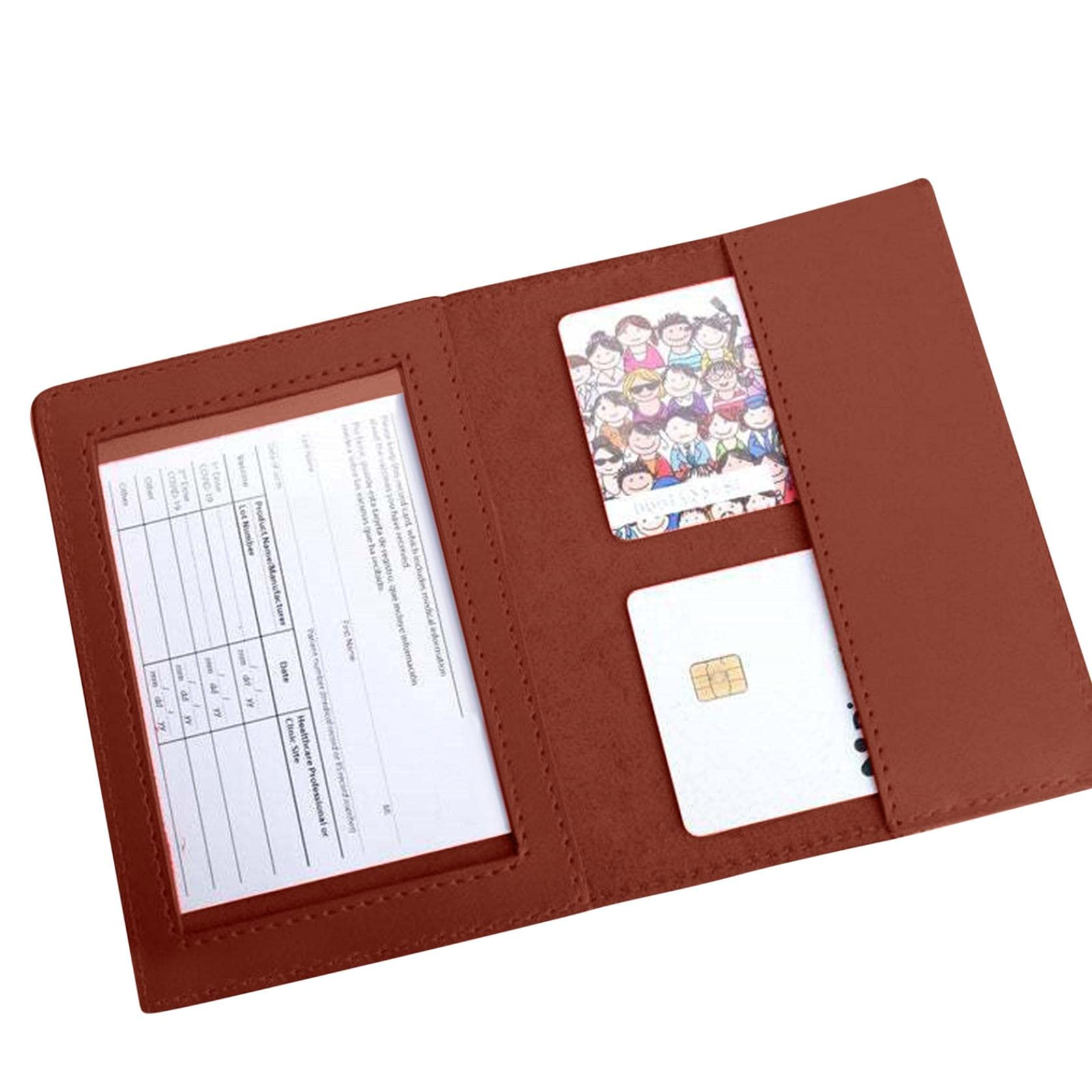Waterproof Leather ID Badge Holder & Vaccination Card Protector - Durable Multifunctional Leather Cover for Work, Travel, and Daily Use