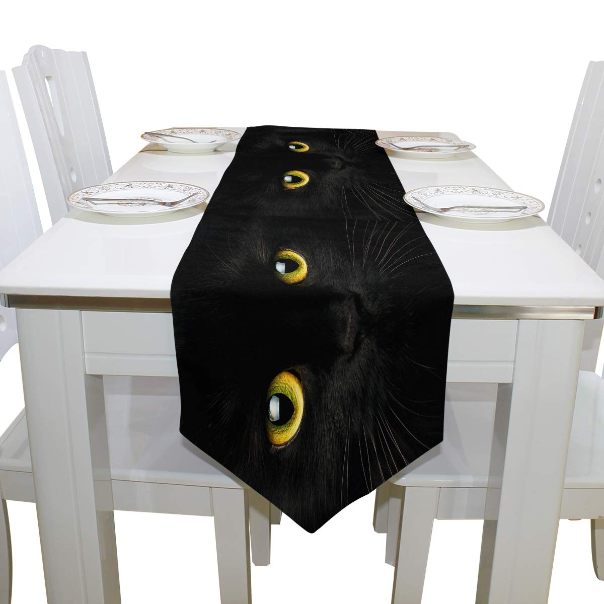 AUUXVA 13x90 Inches Long Cat Print Table Runner - Decorative Polyester Tablecloth for Kitchen, Dining Table, Coffee Table - Perfect for Home Decor, Parties, Banquets & Holiday Celebrations