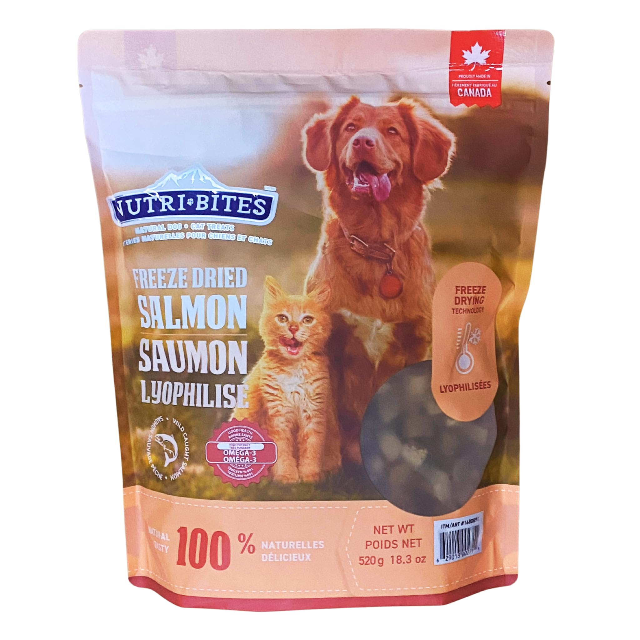 Nutri Bites Freeze Dried Wild Caught Salmon Dog & Cat Treats - 18.3oz Value Pack - High Protein, Omega-3 Rich Pet Snacks for Immune Support & Healthy Skin Coat - Perfect for Training Rewards and Daily Treats