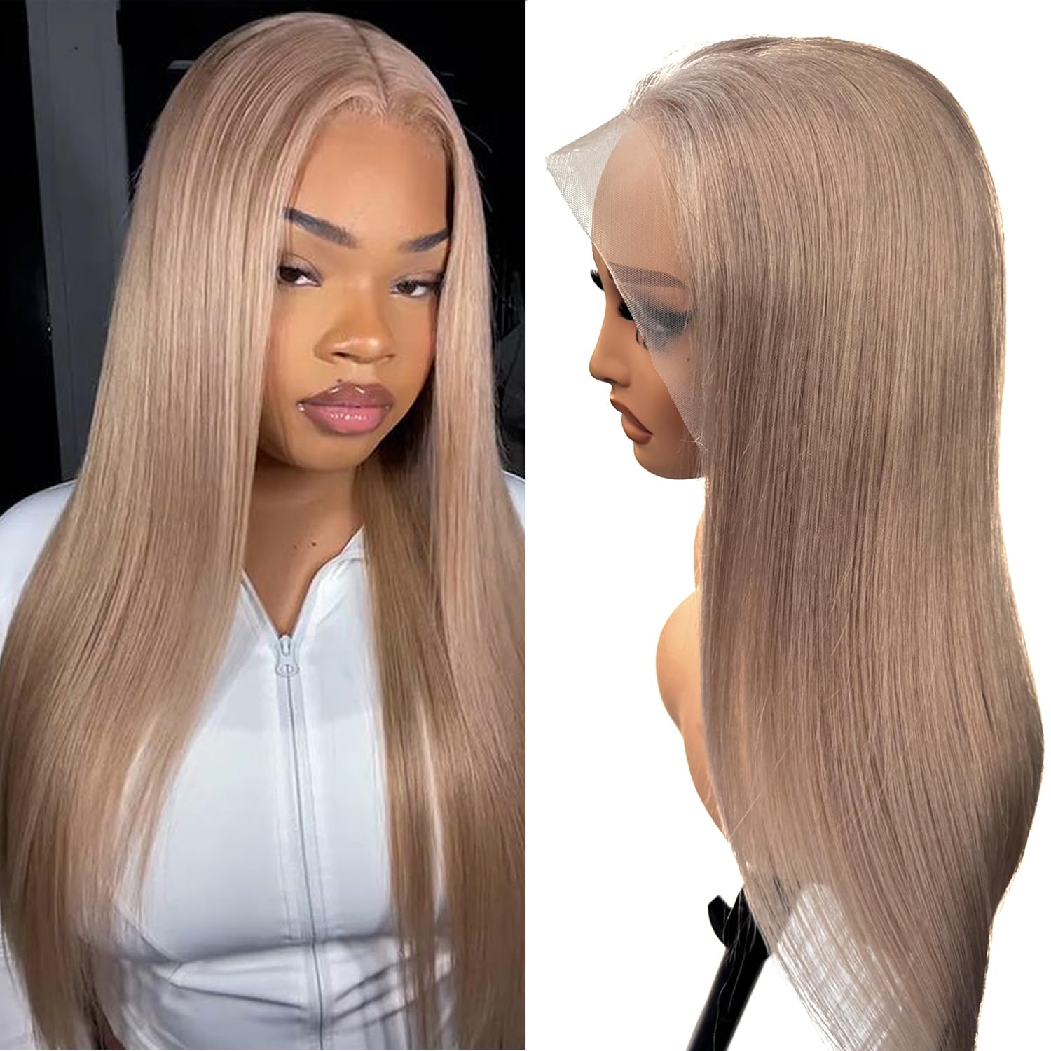 13x6 HD Lace Front Human Hair Wig 20 Inch Ash Blonde - Pre Plucked Straight Glueless Lace Wig 180% Density for Women | Perfect for Daily Wear, Cosplay & Special Occasions