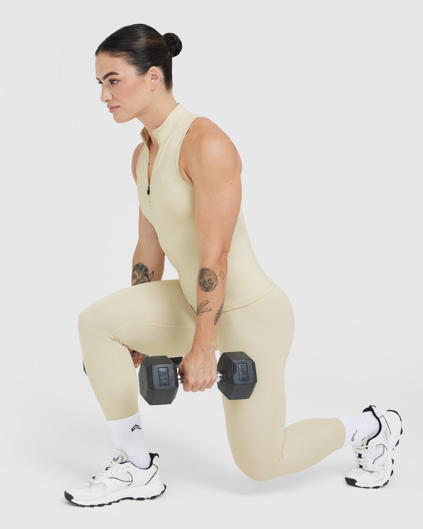 Timeless Half Zip Tank Top for Women - Soft & Comfortable Vanilla Color - Perfect for Yoga, Gym & Casual Wear
