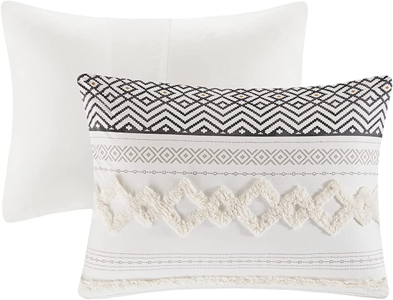 Hyde Lane Farmhouse King Size Comforter Set - Ivory Boho Bedding, 100% Cotton Top with Modern Neutral Jacquard Stripes, 3-Piece Includes Pillow Shams (104x90 Inches) | Cozy Farmhouse Bedroom Decor for Master Bedroom & Guest Room