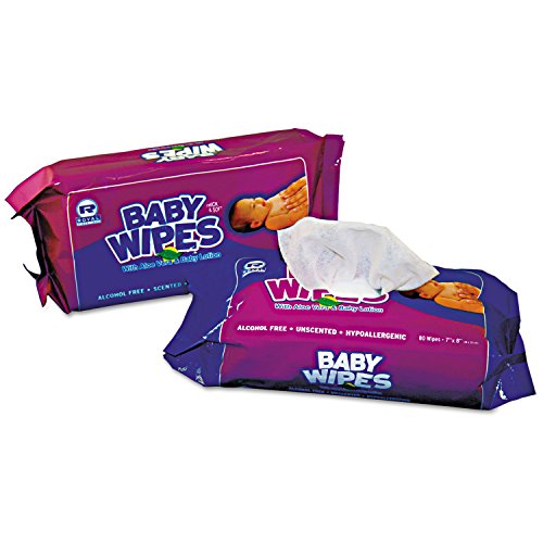 Royal RPBWUR80 Baby Wipes Refill Pack - 80 Count (12 Packs per Carton) | Hypoallergenic & Unscented for Sensitive Skin | Perfect for Diaper Changes, On-the-Go Cleaning & Nursery Care