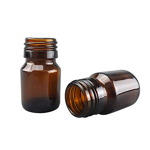 **20ml Glass Brown Round Media Storage Bottles - Narrow Mouth Reagent Bottles Without GL28 Screw Cap (Pack of 40) - Ideal for Lab, Pharmacy & DIY Essential Oil Storage**