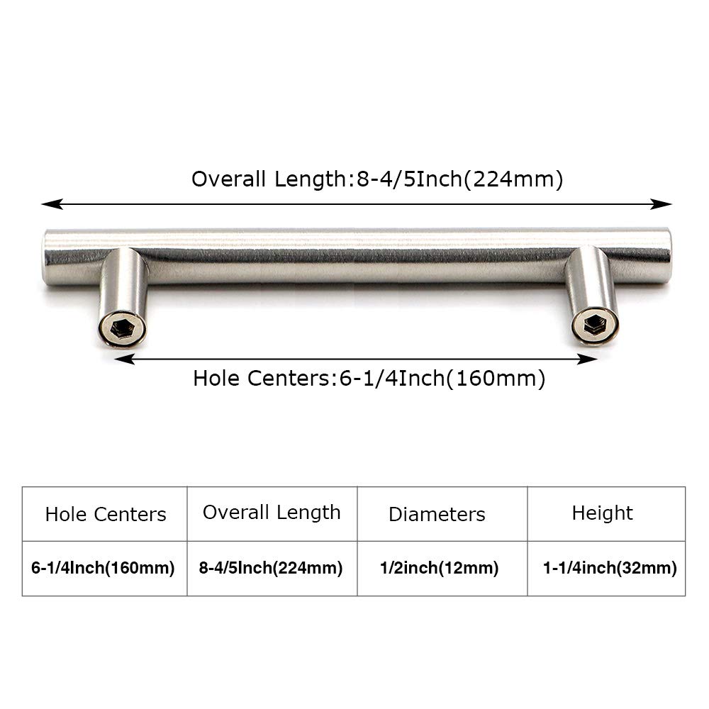 30 Pack Brushed Nickel Cabinet Drawer Pulls - HD201SN Euro Style Kitchen Cabinet Handles (6-1/4