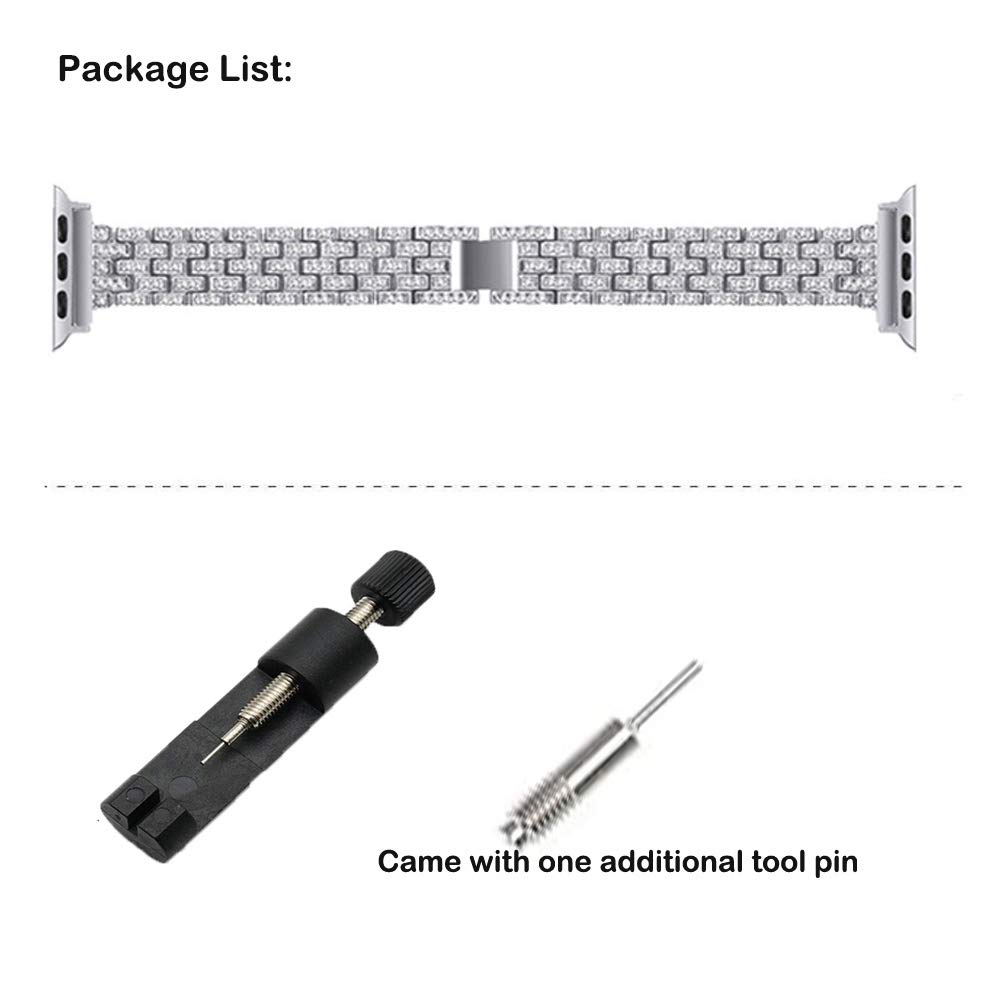 BestMin Bands Compatible with Apple Watch 38mm 40mm 42mm 44mm - Luxury Rhinestone Strap for iWatch Series 6/5/4/3/2/1 & SE - Elegant Replacement Wristband for Women, Perfect for Parties, Weddings & Special Occasions