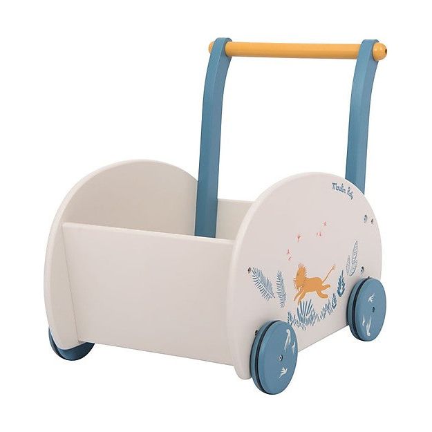 Moulin Roty Baby Walker - Wooden Push Toy for Toddlers Learning to Walk | Perfect for First Steps, Indoor & Outdoor Play