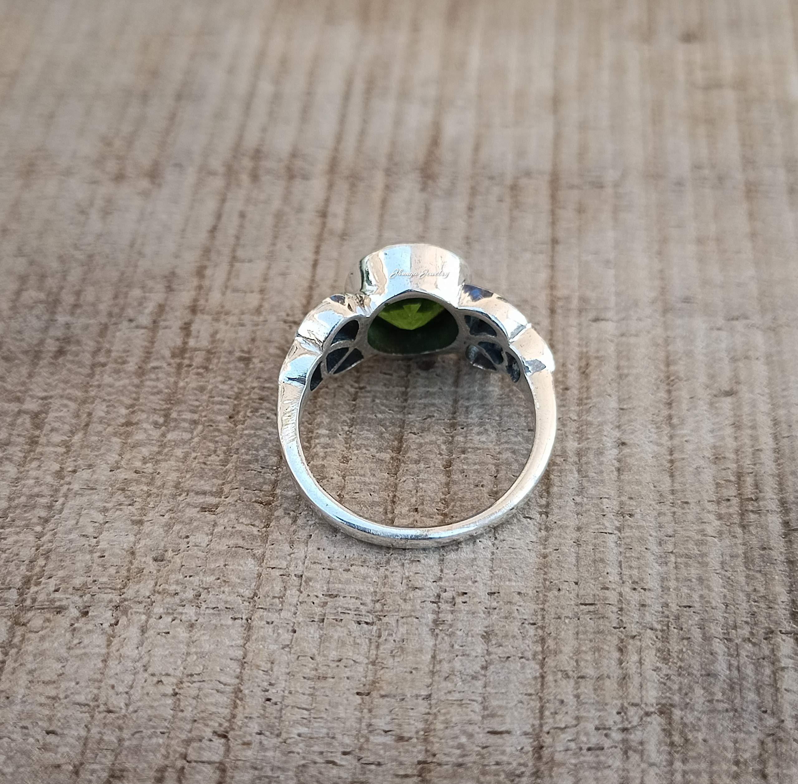 Handcrafted 925 Sterling Silver Peridot Ring | Oval August Birthstone Jewelry | Unique Boho Statement Ring for Women | Perfect Gift for Anniversary, Birthday & Promise