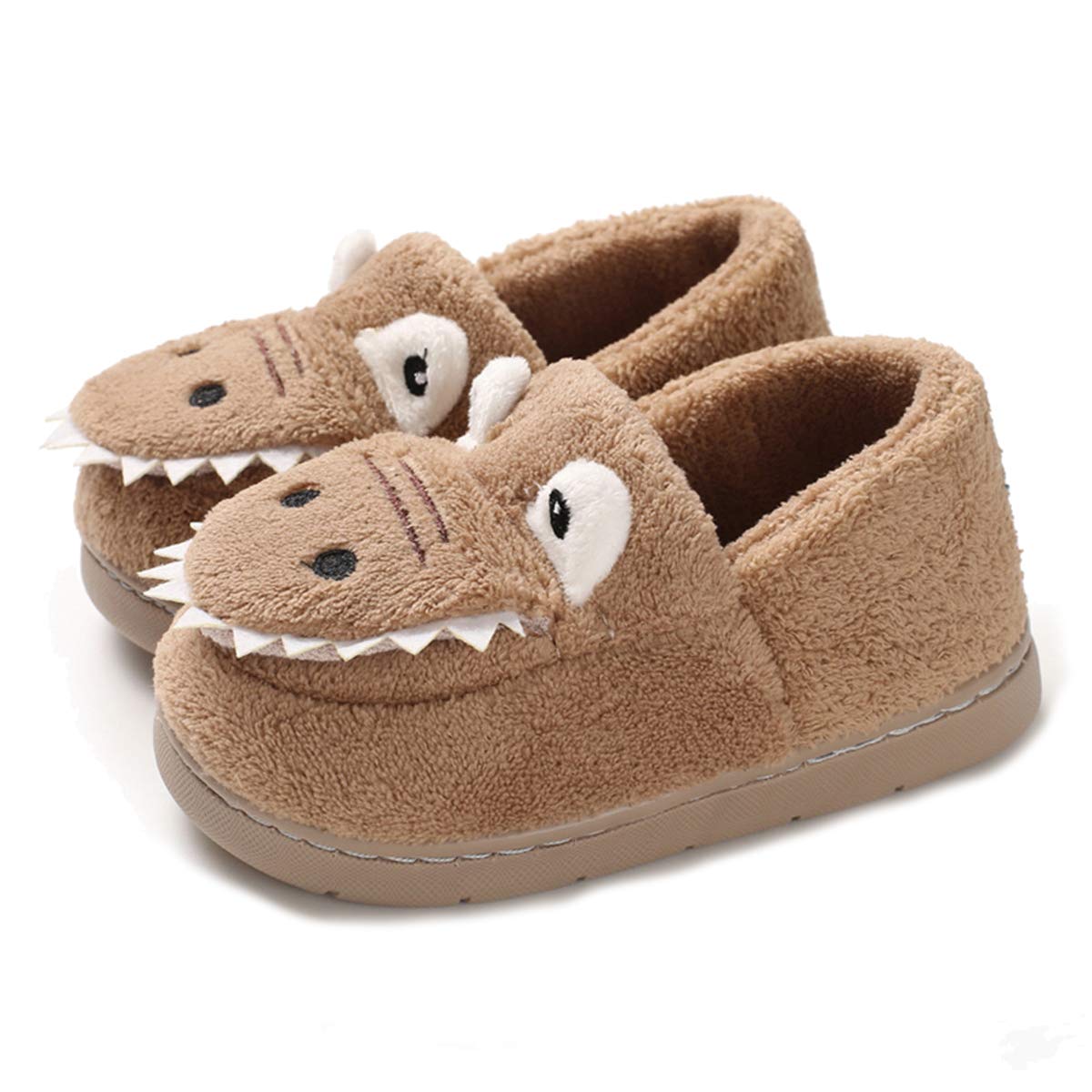 ENERCAKE Kids Cartoon Dinosaur Slippers - Warm & Cozy House Shoes for Toddler Boys & Girls - Indoor Home, Bedroom & Playtime Comfort