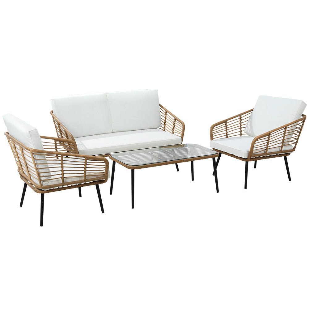 4-Seater Rattan Outdoor Lounge Set - Patio Furniture for Garden, Poolside, Backyard Relaxation & Entertainment
