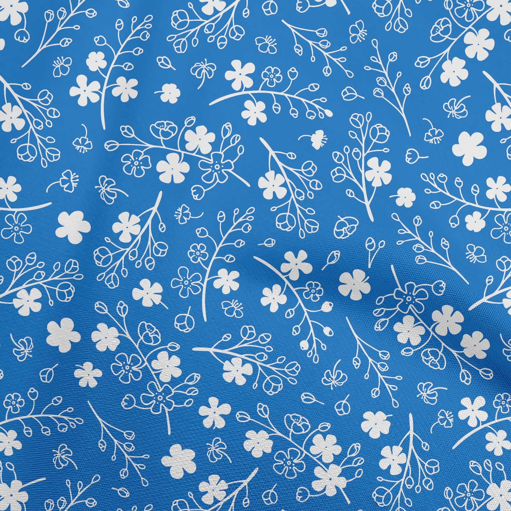 oneOone Viscose Jersey Blue Asian Floral Print Fabric - 60 Inch Wide Soft Knit Material for DIY Clothing, Dresses & Home Decor Sewing Projects - Premium Sewing Supplies by The Yard