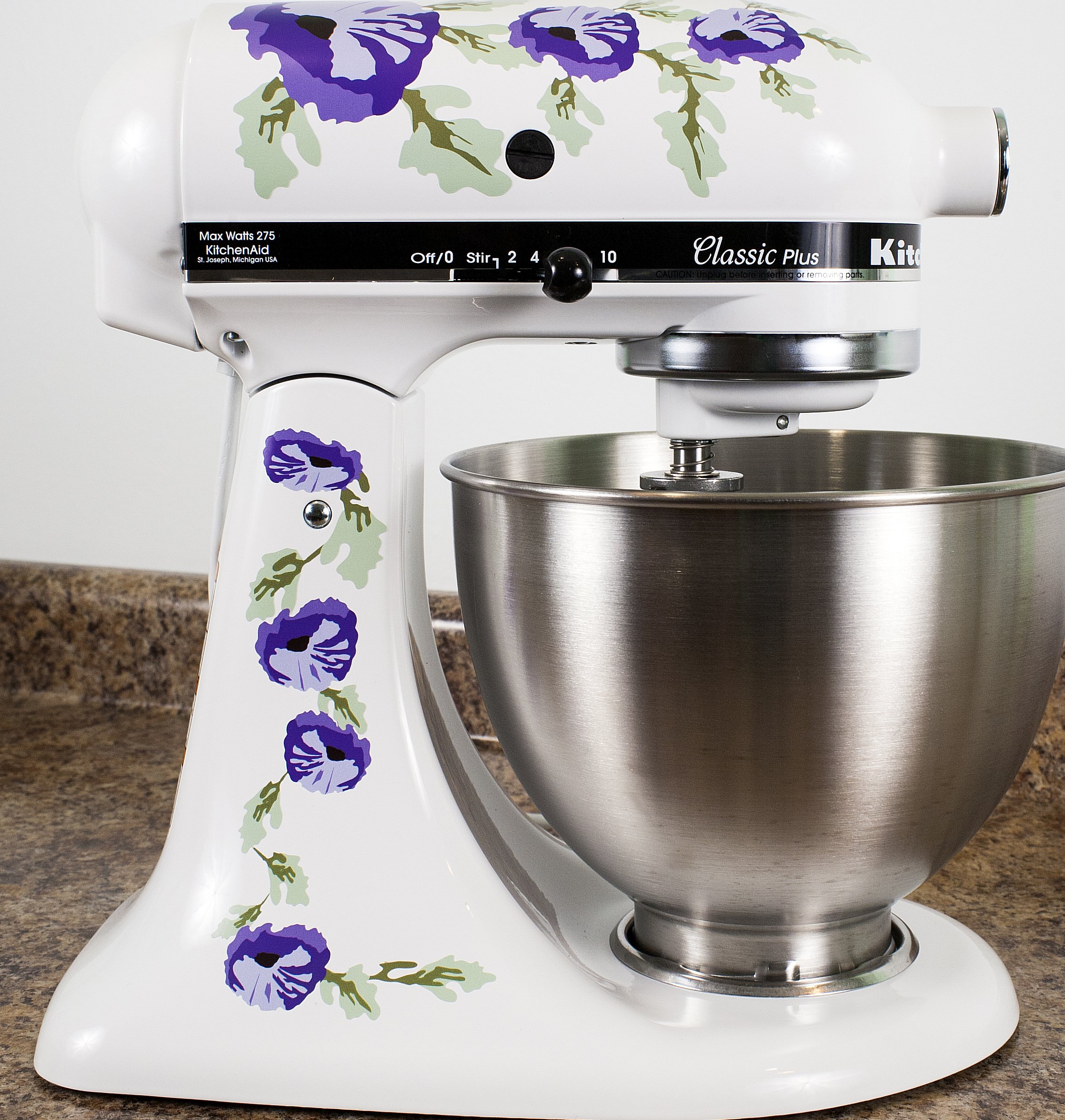 Purple Poppy Flowers Waterproof Vinyl Decals - Floral Stickers for KitchenAid Mixers, Appliances & DIY Home Decor - Perfect for Baking Enthusiasts & Kitchen Organization