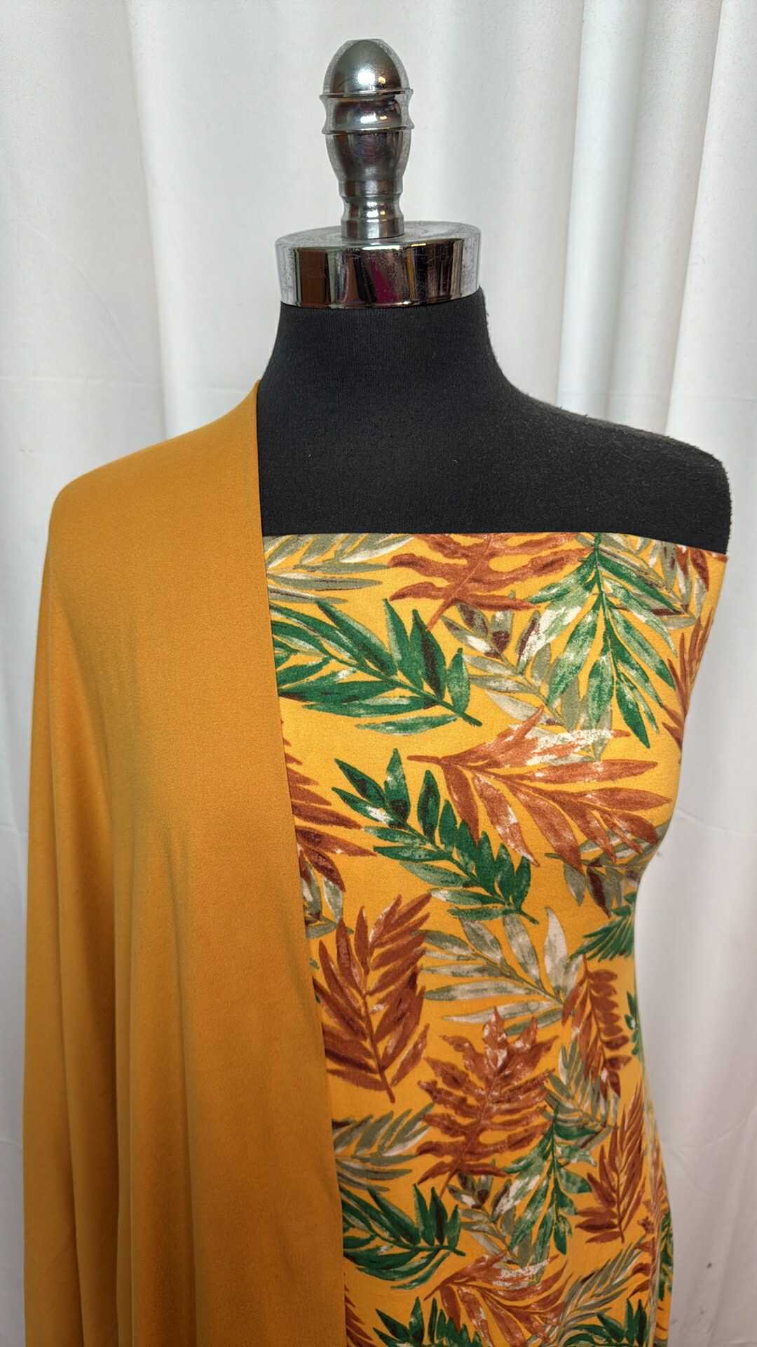 Fresh Mustard Leaves Bundle - 2.5 Yards Mustard Leaves DBP & 1 Yard Mustard DBP Fabric (A27493) for DIY Crafts, Quilting, and Home Decor Projects