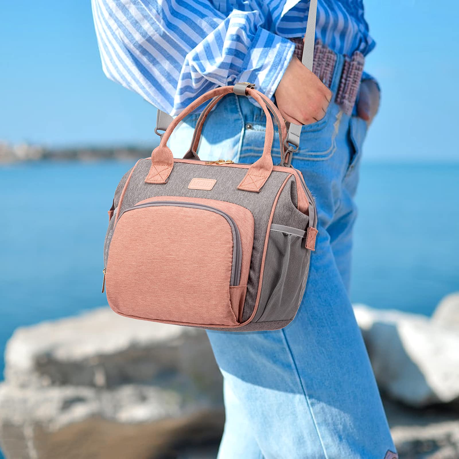 **Insulated Lunch Box for Women & Men - Large Leakproof Cooler Tote Bag with 3 Carrying Ways & Adjustable Strap - Perfect for Office, Picnic, Beach & Outdoor Activities**