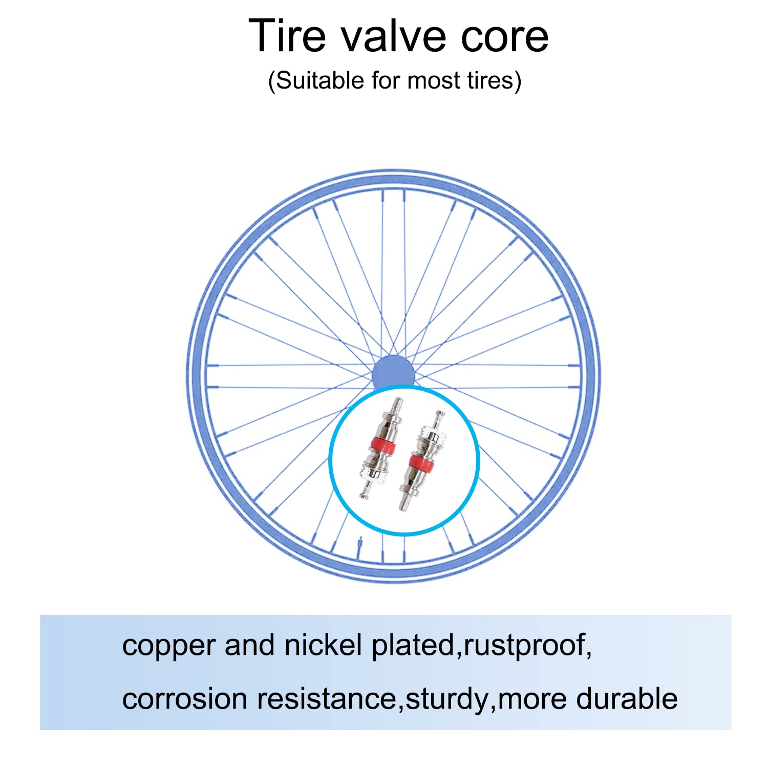100PCS Nickel Plated Copper Schrader Tire Valve Cores - Universal Fit for Cars, Trucks, Motorcycles, RVs & AC Units | Durable Tire Stem Valve Replacement for Auto Repair & Maintenance