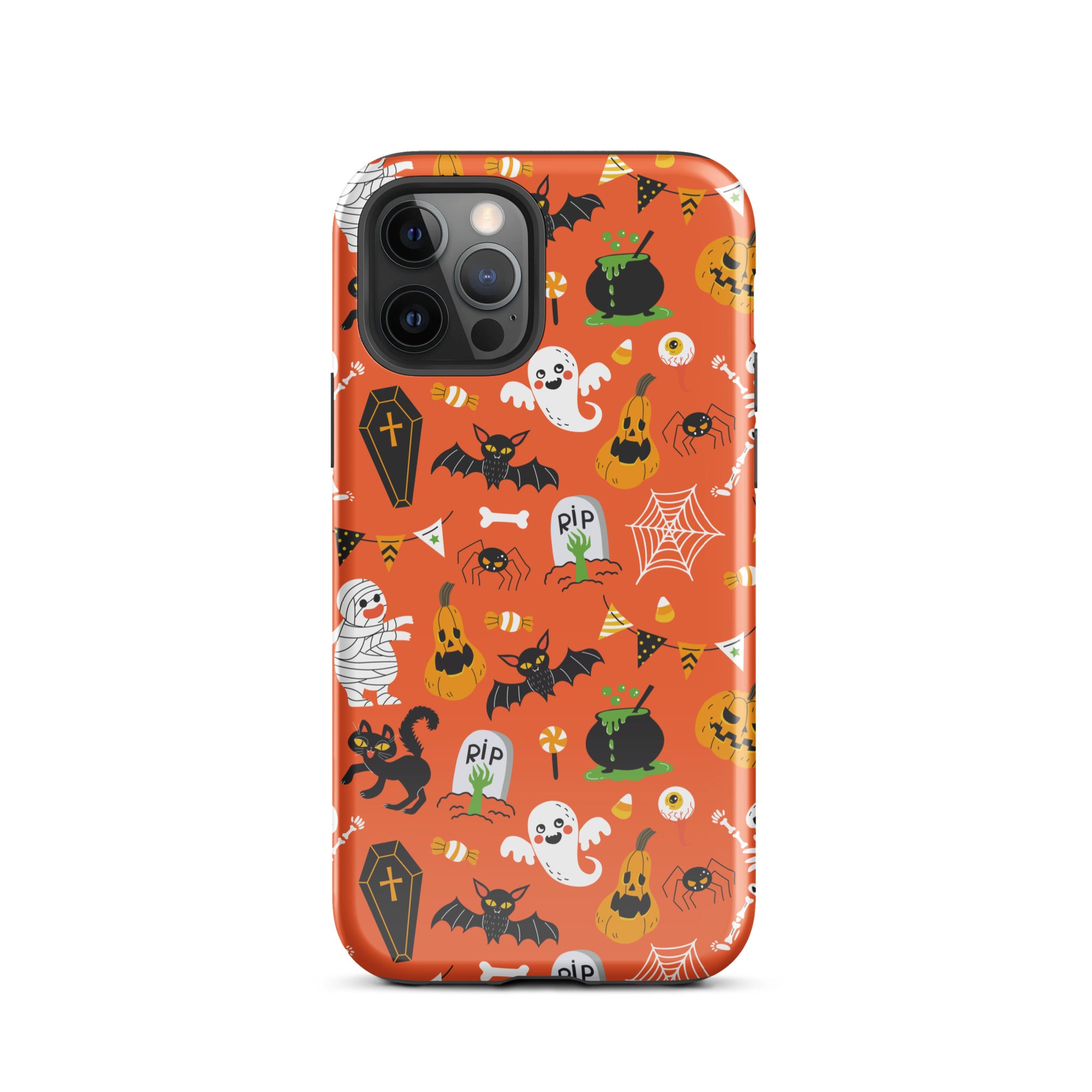 Spooky Night Guardian Premium iPhone Case - Halloween Protective Cover for iPhone 13/14/15 Pro Max - Cute Ghost Design Shockproof Phone Case for Night Out, Party & Daily Use
