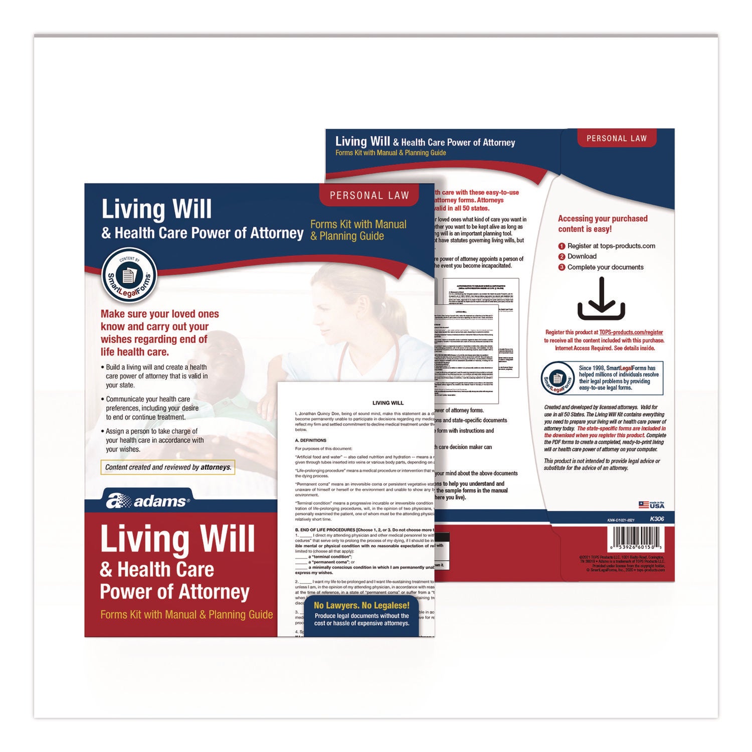 Adams® Living Will and Healthcare Power of Attorney (POA) Form Kit - Legal Document Templates with Step-by-Step Instructions & Digital Download - 8.5 x 11 Inches - Unlimited Copies - Perfect for Estate Planning, Medical Decision Making & End-of-Life Care Preparation