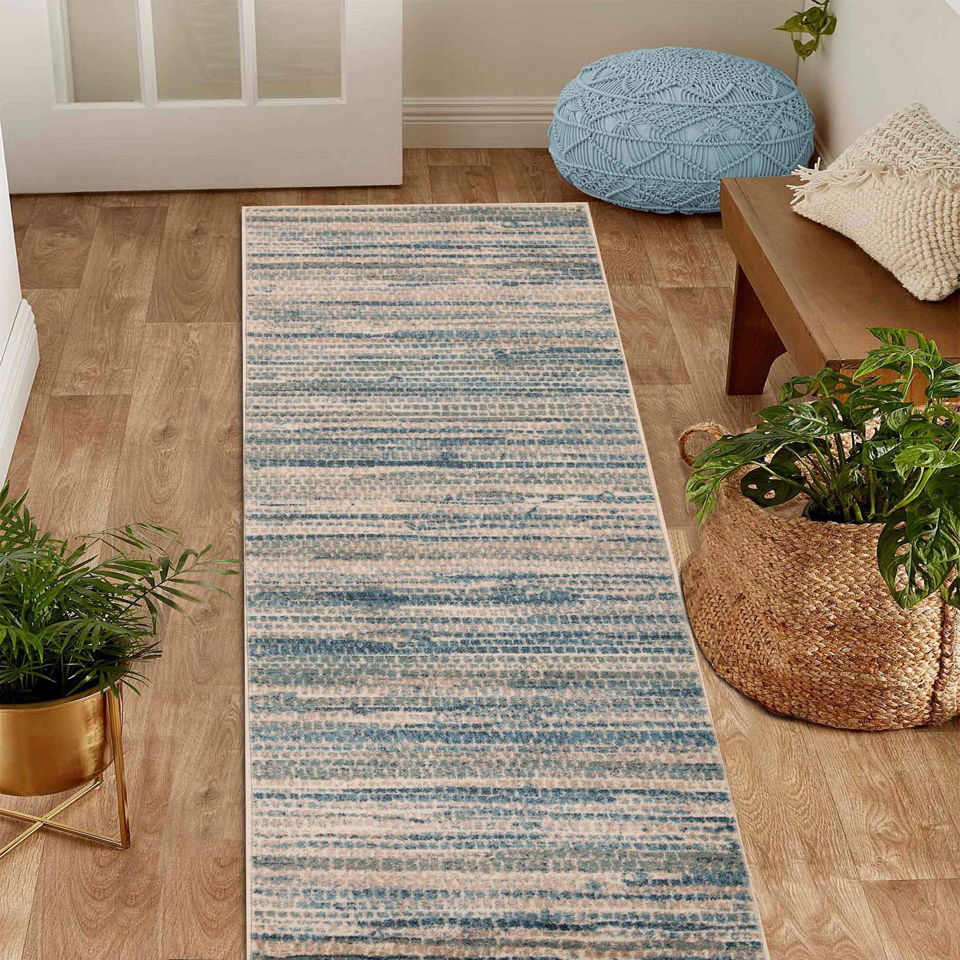 Montauk Striped Pastel Indoor Area Rug - Soft & Stylish Non-Slip Living Room Carpet for Bedroom, Nursery & Dorm Decor