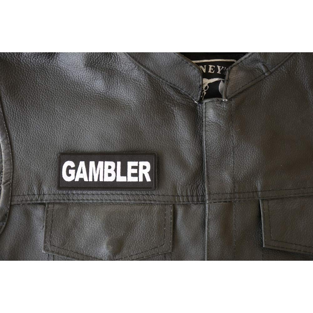 Gambler Patch - 4x1.5 Inch Embroidered Iron On Patch for Jackets, Hats & Bags - Premium DIY Sew On Applique for Clothing Customization