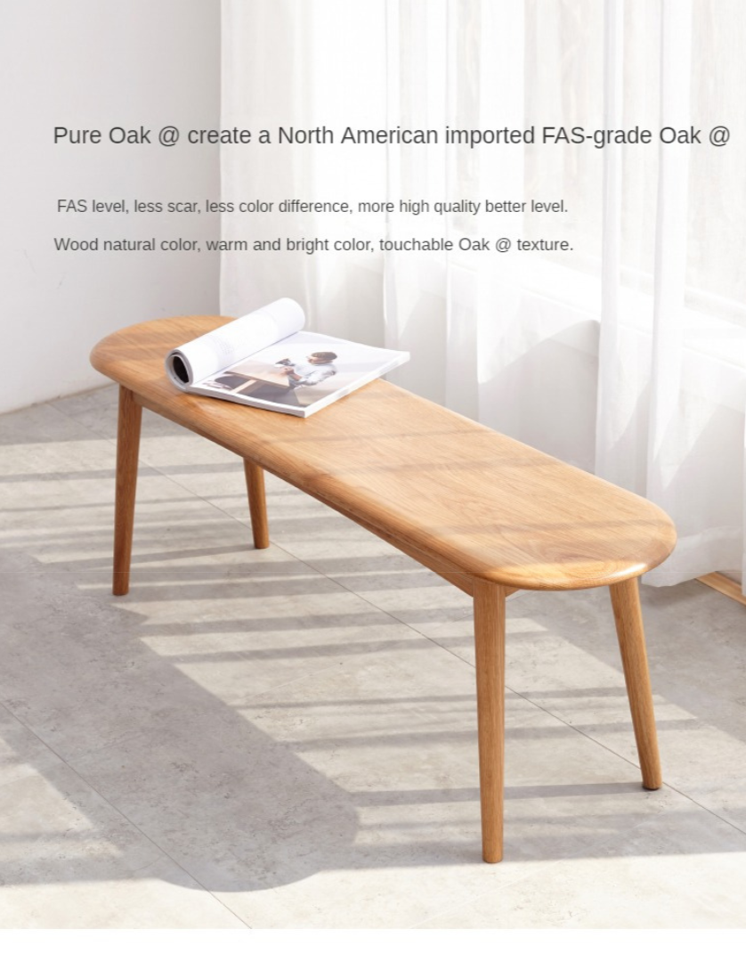 Solid Wood Bench - Oak, Black Walnut, Ash, Cherry - Handcrafted Rustic Stool for Entryway, Kitchen, or Garden Seating