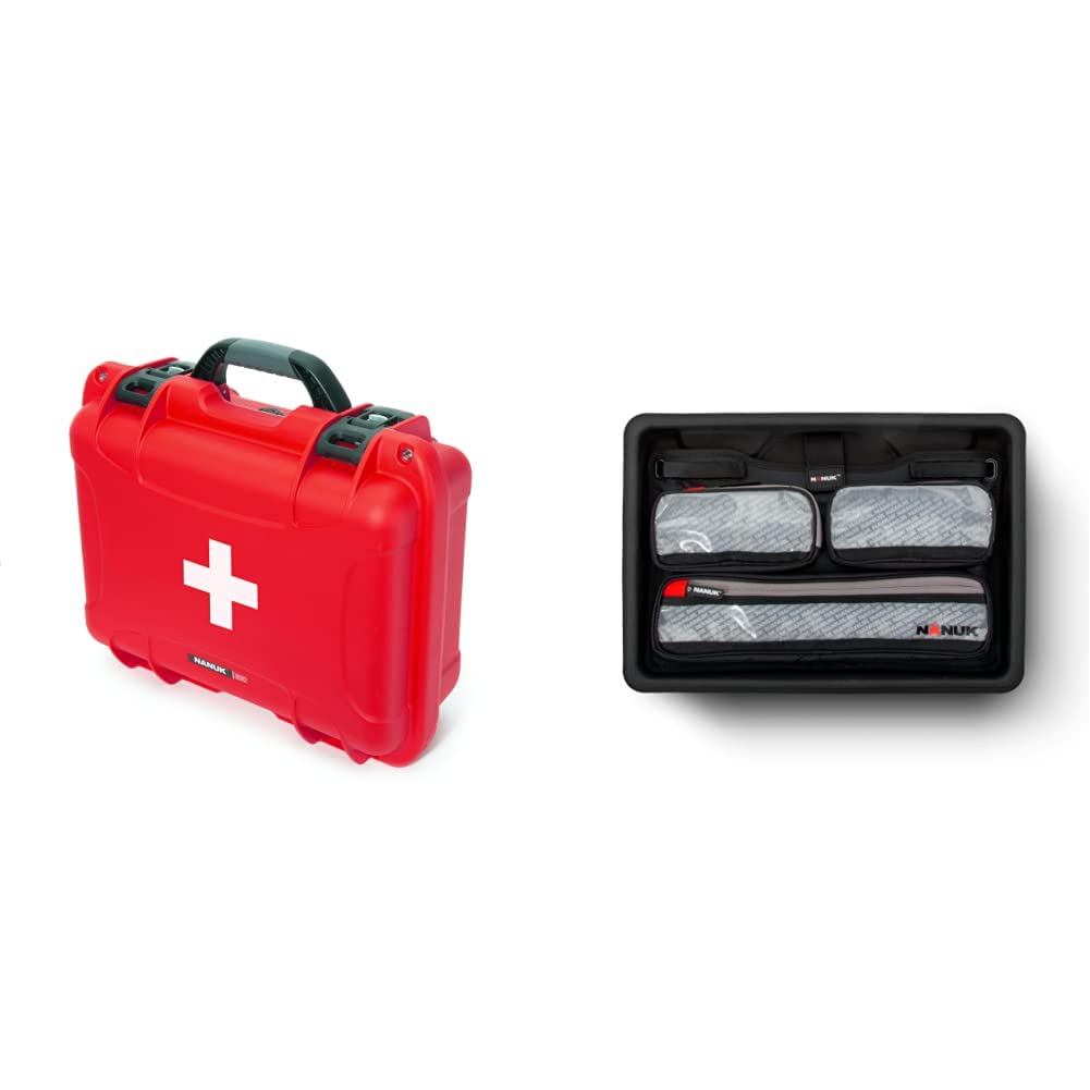 Nanuk 920 Waterproof First Aid Kit with Lid Organizer - Emergency Medical Supplies for Camping, Hiking & Home Safety - Durable Trauma Case for Outdoor Adventures & Survival Kits