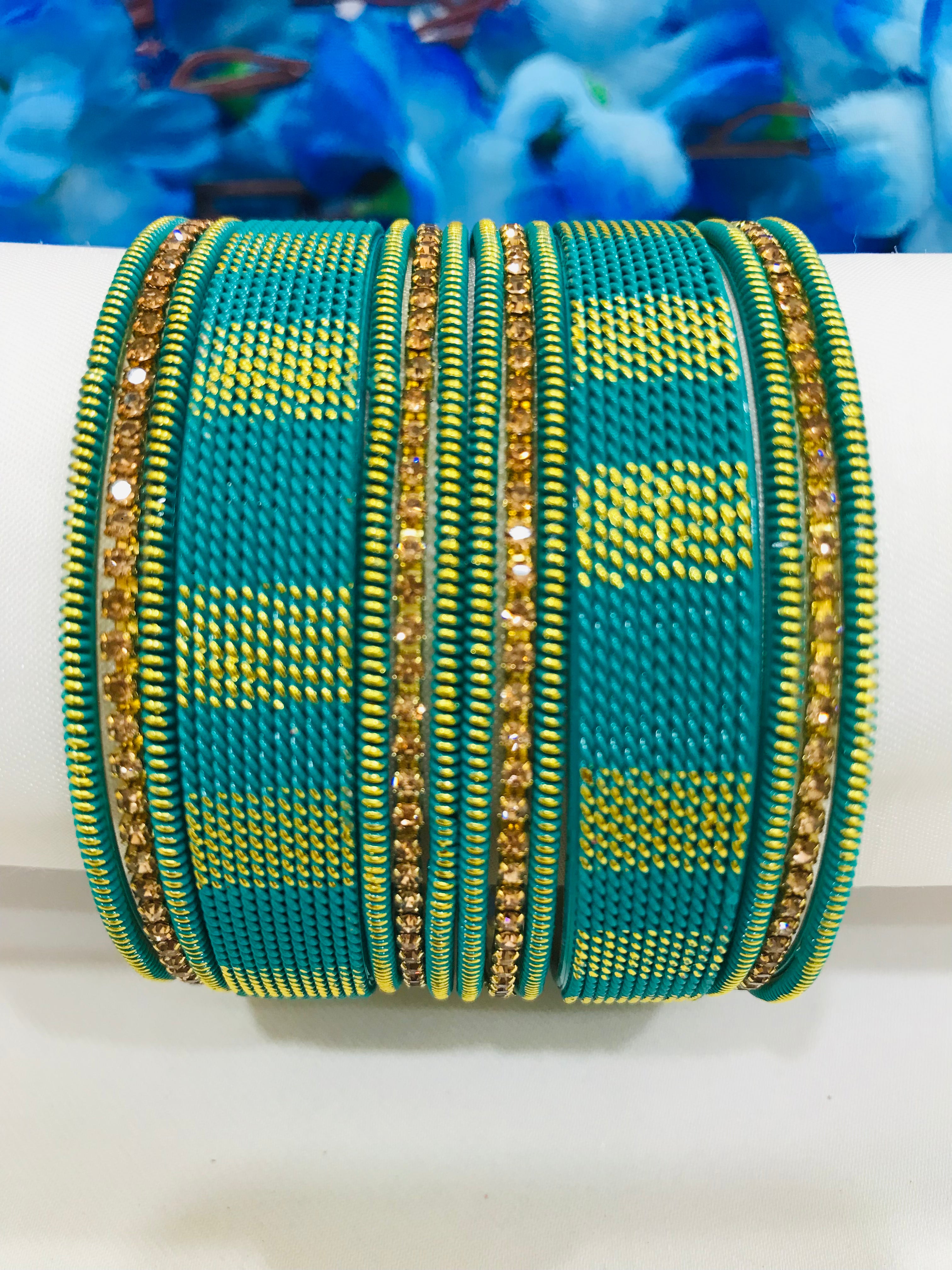 Stylish Teal Green Spiral Metal Bangles for Women - Fashion Jewelry Accessory for Parties, Weddings & Everyday Wear