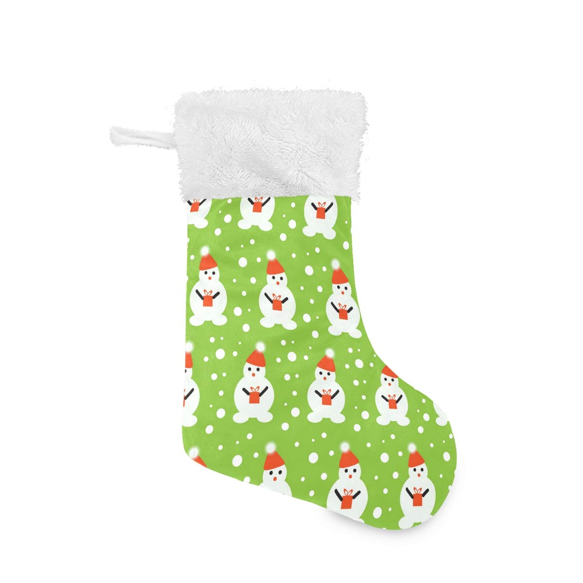 One Bear Christmas Stockings - Cute Snowman Plush Stocking with Faux Fur Cuff, 17 Inch Large Fireplace Hanging Socks for Holiday Decorations | Perfect for Family Christmas Party, Xmas Tree Decor & Gift Exchange (Green, 1 Piece)