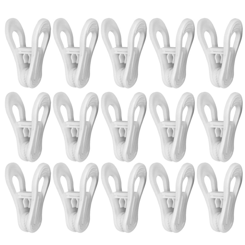 25 Pack Cabilock Plastic Hanger Clips - Strong Clothes Pins for Pants, Skirts & Clothing - Removable White Hanger Clips for Wardrobe Organization & Laundry Drying