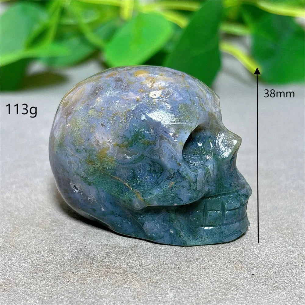 Natural Ocean Jasper Skull Crystal - Healing Quartz Stone for Reiki, Meditation & Spiritual Energy - Handcrafted Home Decor & Unique Gift for Crystal Lovers (Perfect for Yoga Spaces, Altars & Healing Rooms)