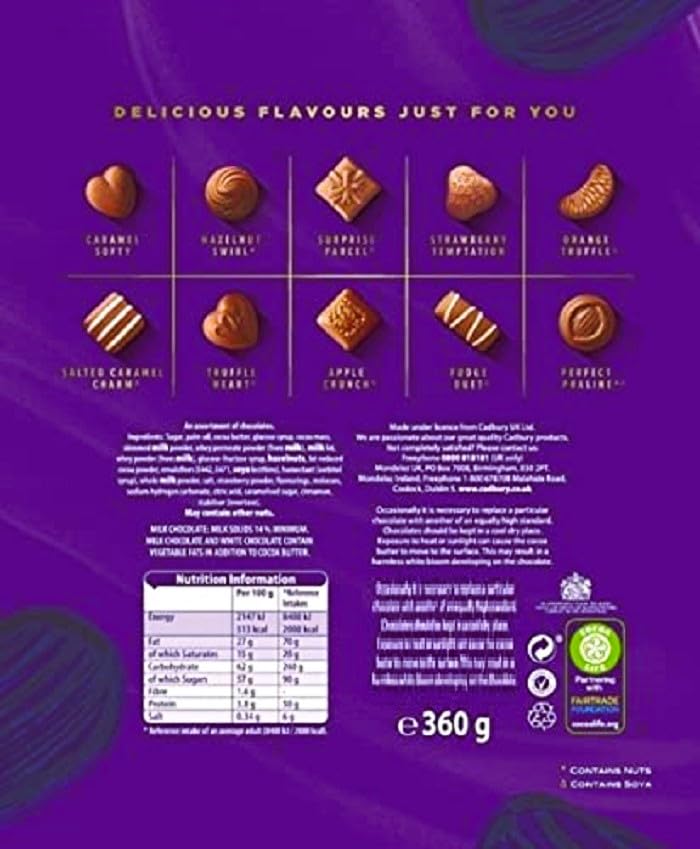 Cadbury Milk Tray Chocolate Assortment 360g (Pack of 6) - Premium Chocolate Gift Box for Holidays, Birthdays & Special Occasions