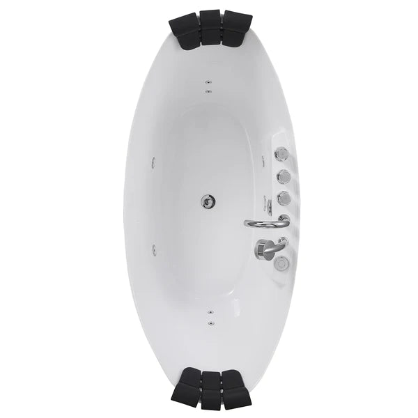 Empava 67 Inch Freestanding Jetted Bathtub - White Acrylic Soaking Tub with Massage Jets (Model 67AIS10) | Perfect for Luxury Bathrooms & Spa Relaxation at Home