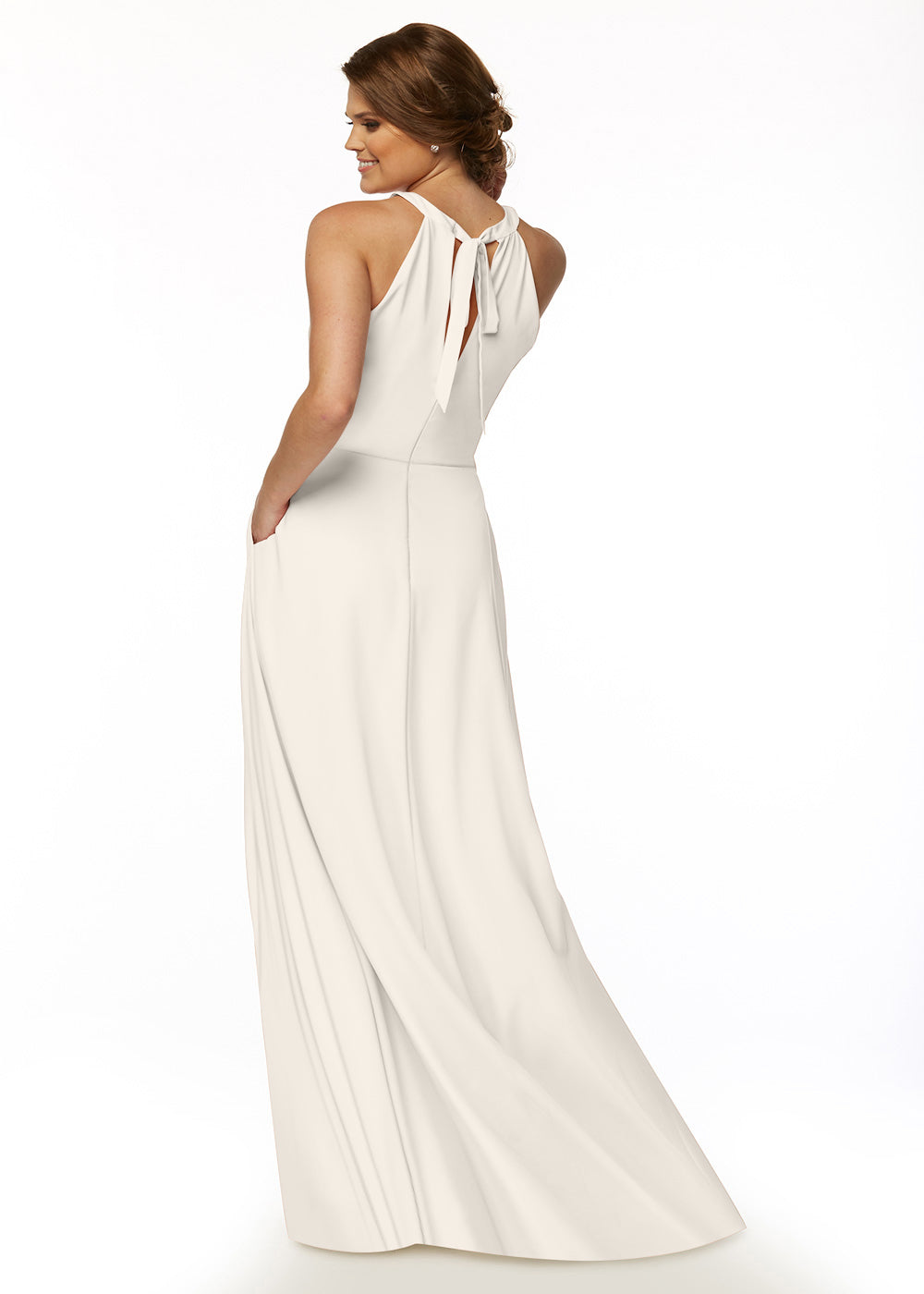 Elegant 83002 Stretch Chiffon A-Line Bridesmaid Dress with Adjustable Halter Neck - Perfect for Weddings, Formal Events & Special Occasions