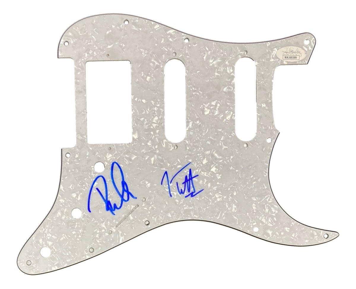 Def Leppard Signed Guitar Pick Guard by Joe Elliott & Phil Collen - JSA Authenticated - Perfect for Rock Memorabilia Collections & Music Room Decor
