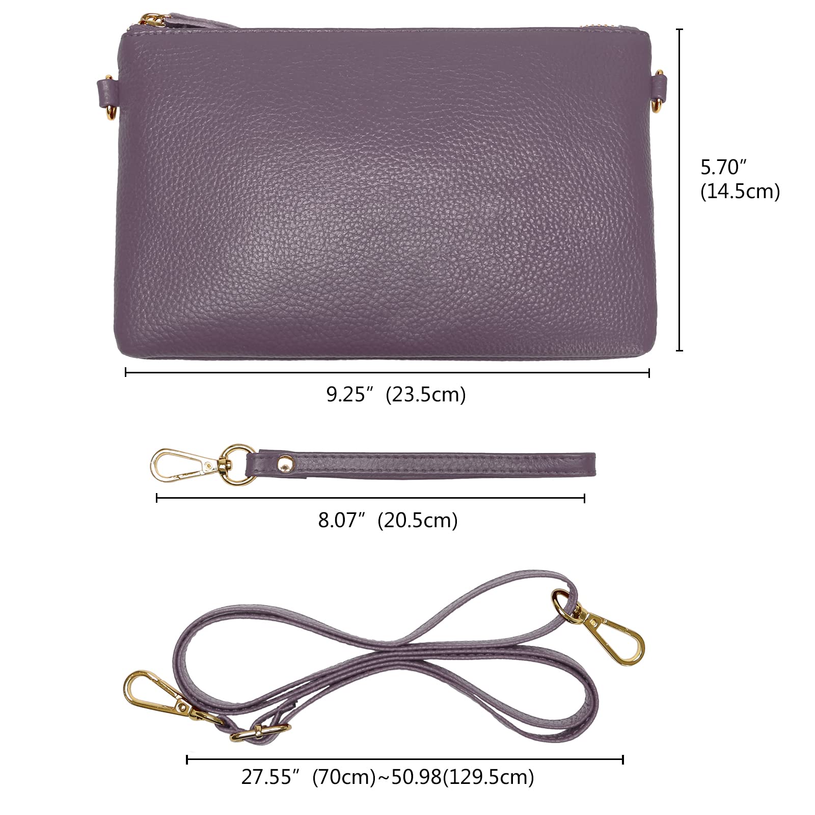 Uromee Genuine Leather Wristlet Wallet Clutch Purse for Women - Crossbody Bag with Detachable Shoulder Chain - Perfect for Parties, Travel & Everyday Use