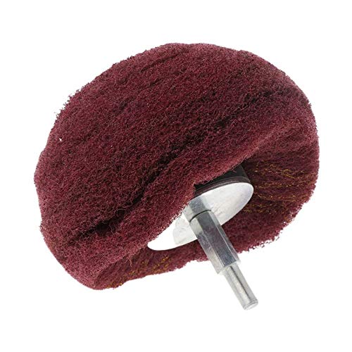 1Pc 6mm Shank Scouring Pad Grinding Head - Power Tool Accessories Nylon Fiber Polishing Wheel Grinder Brushes for Metal, Wood & Plastic - (50mm Red) - Perfect for Rust Removal, Surface Finishing & DIY Projects