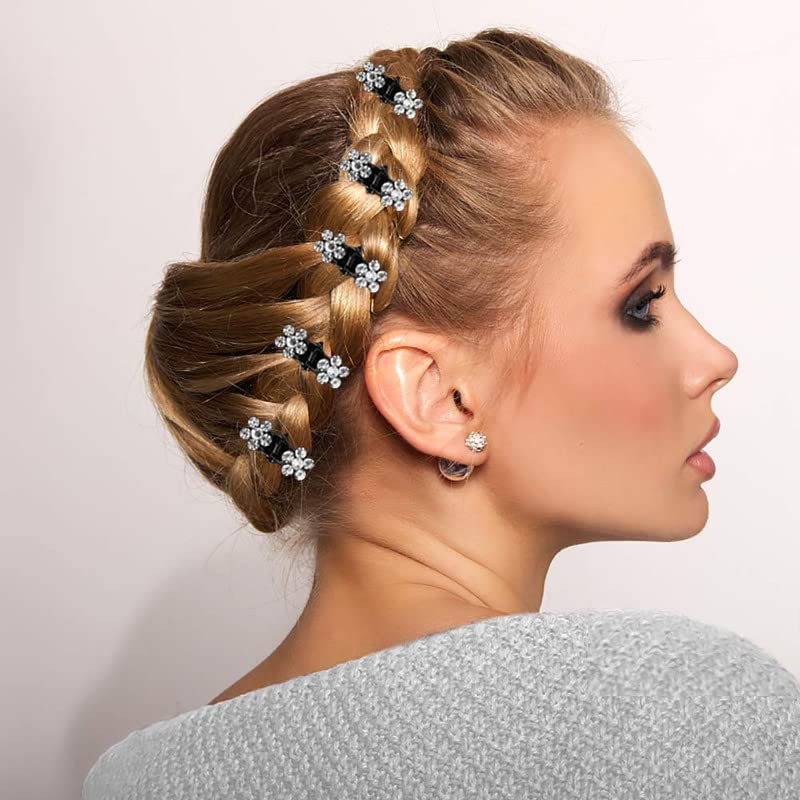 BELICIA 12PCS Mini Flower Rhinestone Hair Clips - Shiny Bling Bling Small Jaw Clips for Women & Girls - Perfect for Parties, Weddings, Prom & Everyday Hair Styling