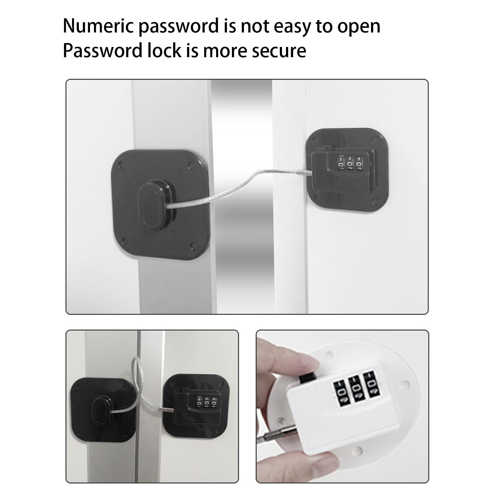 Shakven Child Proof Fridge Lock - Self Adhesive No Drill Baby Safety Locks for Refrigerator, Window Cabinets & More | Secure Password Protection for Homes with Toddlers (Perfect for Kitchen Safety & Childproofing)