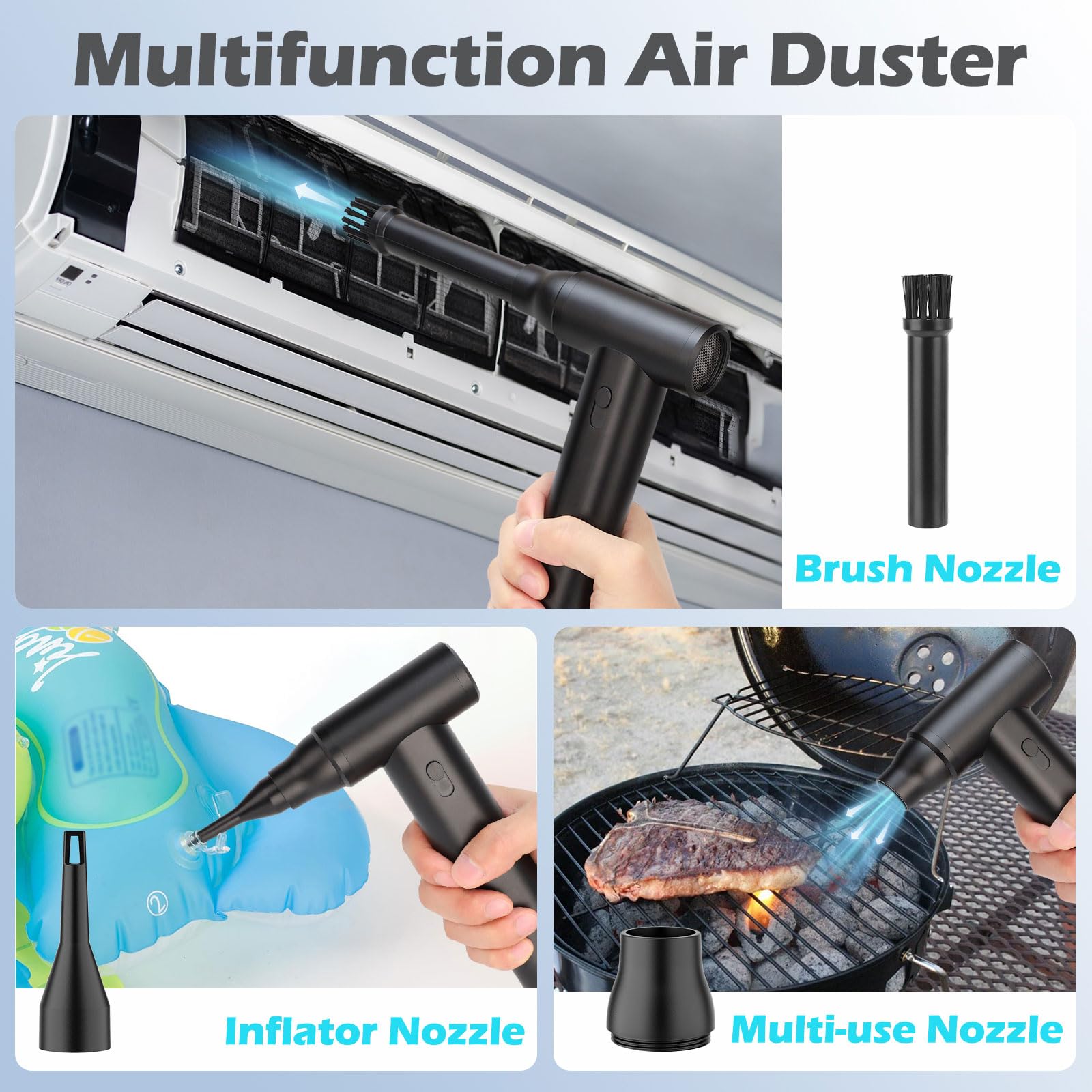 ddLUCK 130,000 RPM Rechargeable Cordless Electric Air Duster - Full Metal Blower for Keyboard, PC, Laptop & Electronics Cleaning | 7-Speed Adjustable Turbo Fan for Home, Office & Car Detailing | Powerful Dust Blower for Computer, Camera & Hard-to-Reach Areas