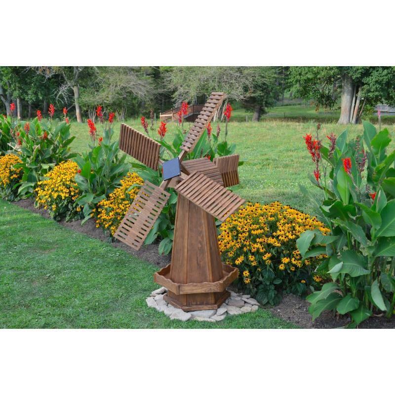 Dutch Windmill Outdoor Decor - Pressure Treated Wooden Garden Ornament for Yard, Patio & Lawn Decoration | Rustic Farmhouse Style Windmill for Backyard Landscape & Farm Theme Decor