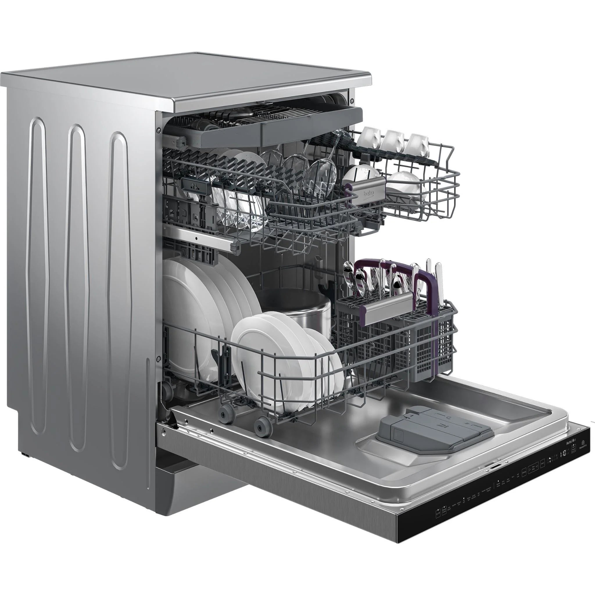 Beko BDF1640AX 16 Place Setting Stainless Steel Dishwasher with Auto Dosing - Made in Europe - 5 Year Warranty - Perfect for Large Families & Entertaining Guests
