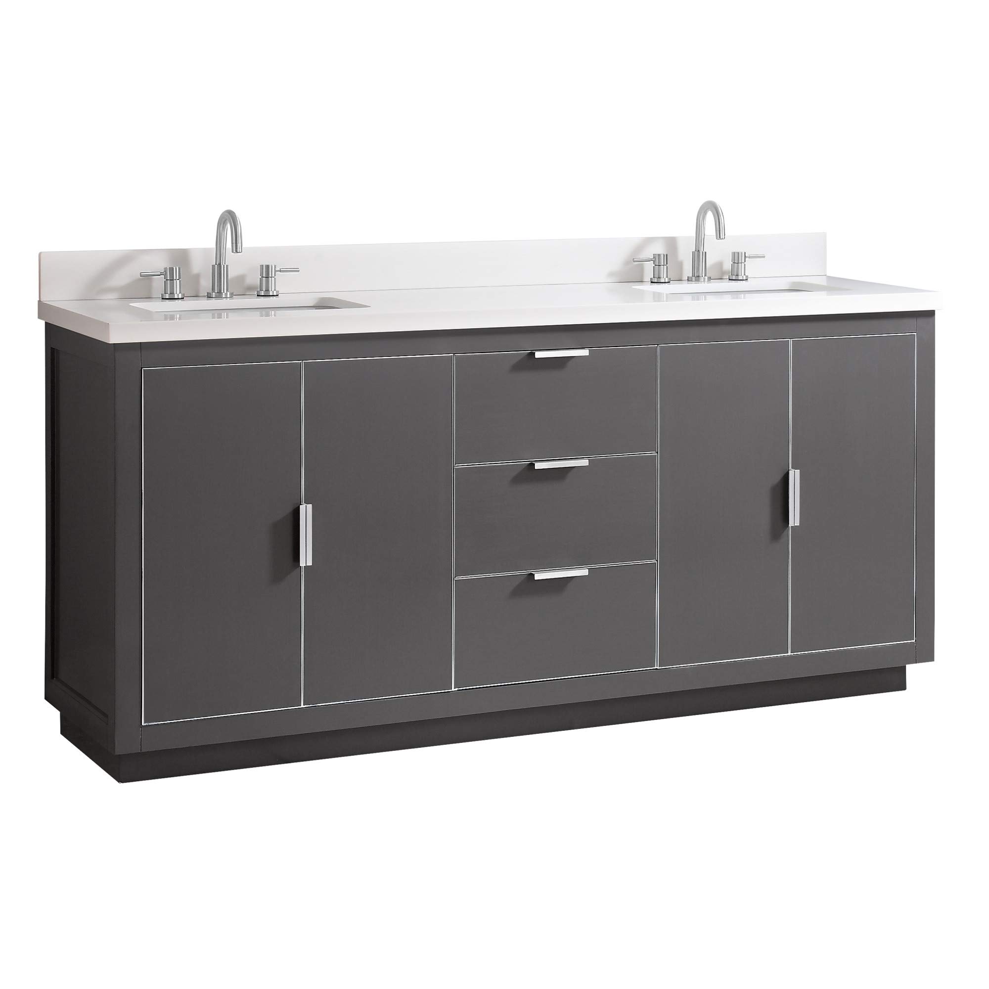 73 Inch Modern Bathroom Vanity with Soft Close Doors - Twilight Gray Finish for Master Bath & Powder Room Remodeling