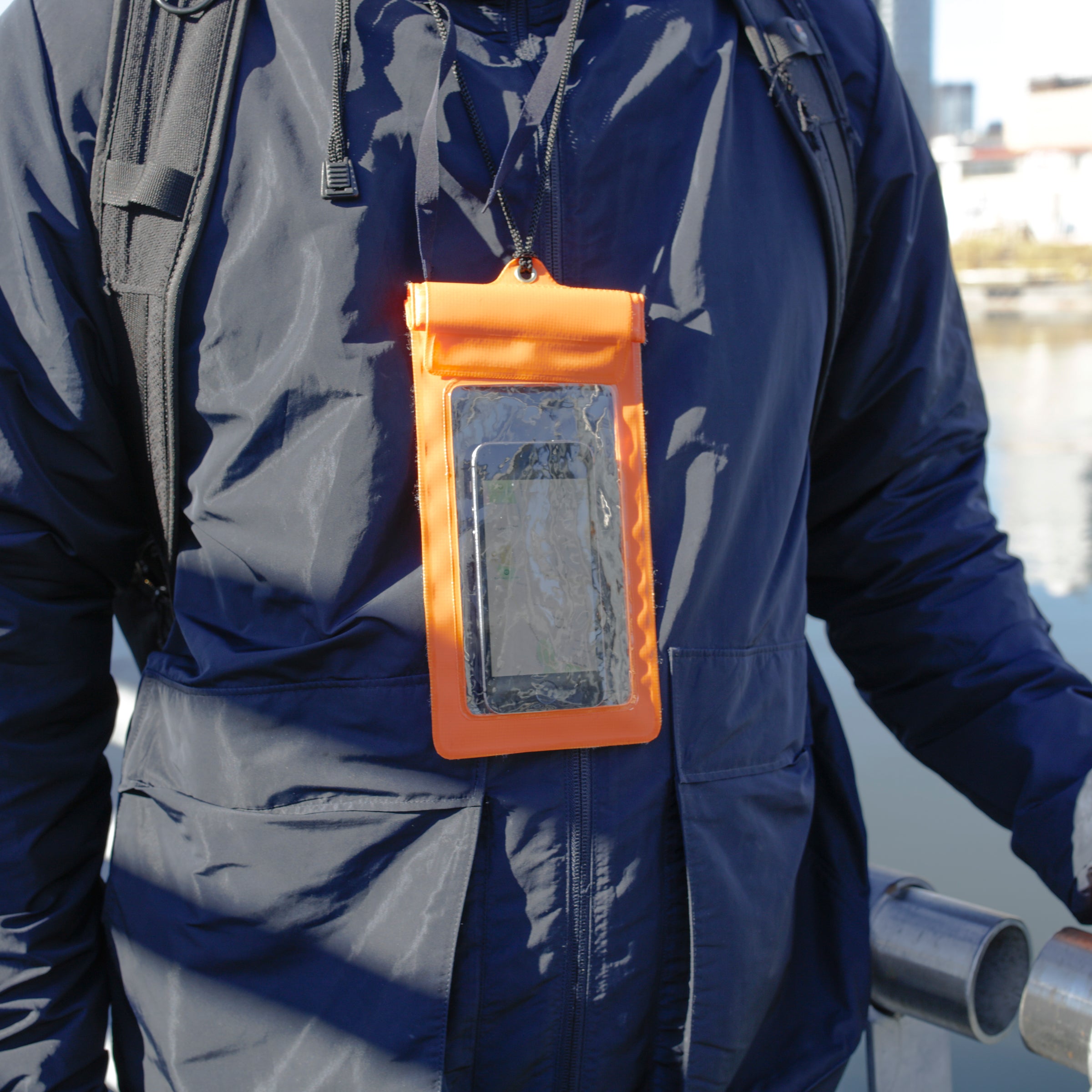 Waterproof Phone Pouch for iPhone & Samsung - Orange Dry Bag for Swimming, Beach & Outdoor Activities