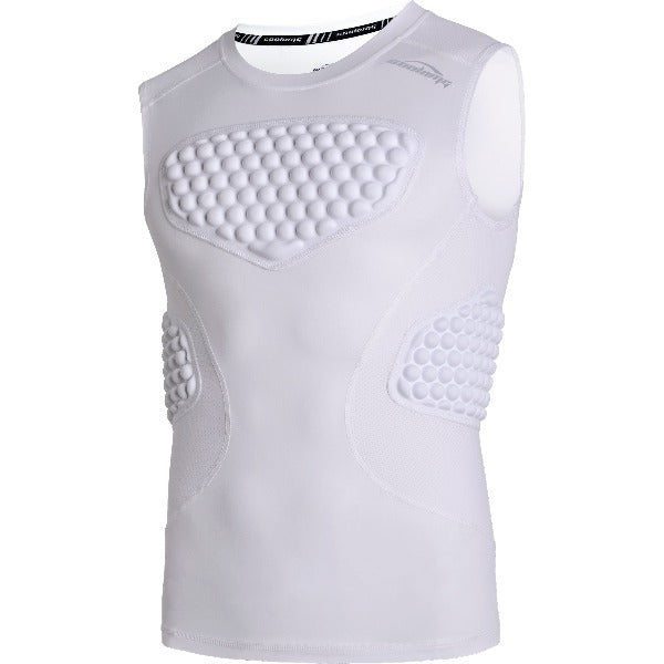 COOLOMG Men's Baseball & Football Padded Compression Shirt - Chest Rib Protector with Sternum Guard for Rugby, Lacrosse & Contact Sports - Breathable Impact Protection for Athletes (Perfect for Training, Games & High-Impact Sports)