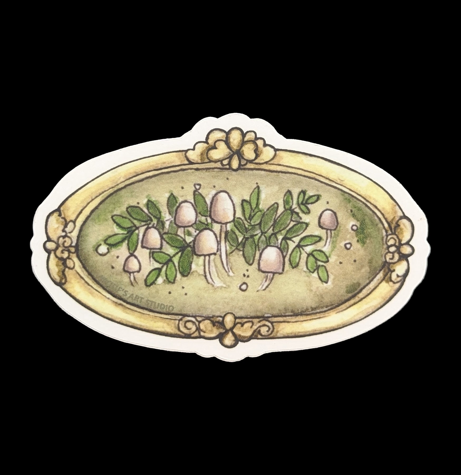 Framed Mushrooms and Ferns Sticker - Vintage Botanical Wall Decal for Home Decor, Nursery & Office - Perfect for DIY Scrapbooking, Journaling & Gift Wrapping