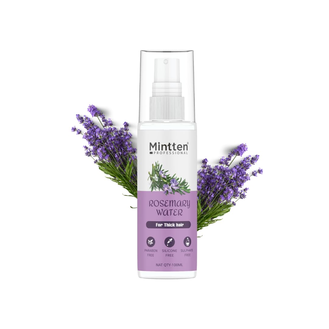 Mintten Rosemary Water Spray for Hair Detangling & Growth - 100ml Natural Hair Mist for Frizz Control & Scalp Care - Perfect for Daily Use, Travel & Salon Styling