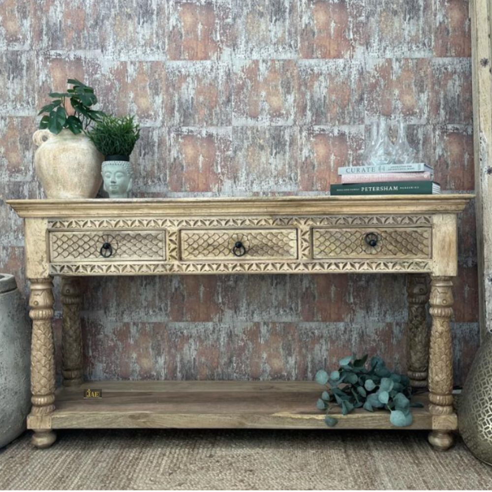 French Provincial Style Solid Wood Console Table - Elegant Entryway Hallway Sofa Table for Home Decor, Living Room, Foyer & Bedroom