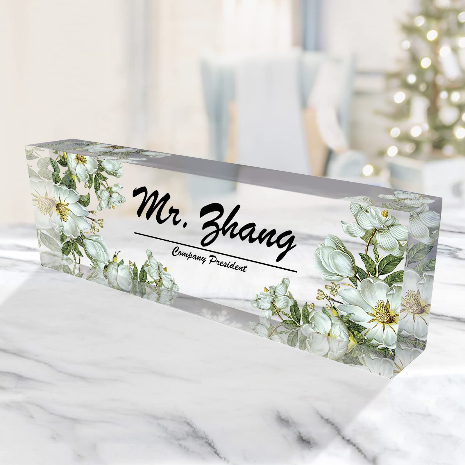 Custom Acrylic Desk Name Plate - Personalized Office Name Sign with Clear Glass Design for Professional Workspace & Home Office Decor - Perfect for Corporate Gifts, Executive Desks, and Reception Areas