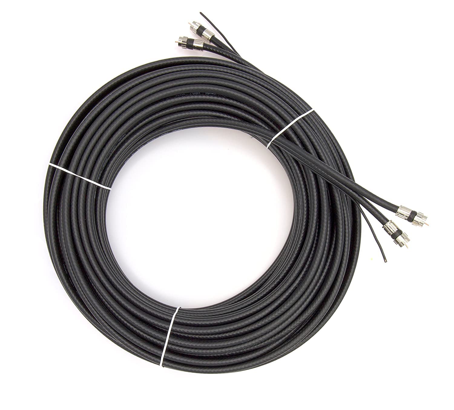 200 Feet Black Dual RG6 Twin Siamese Coaxial Cable with 18 AWG Copper Ground Wire - for Satellite, Cable TV & HD Antennas (60 Meter) - Perfect for Home Theater, Security Cameras & Digital Signal Transmission