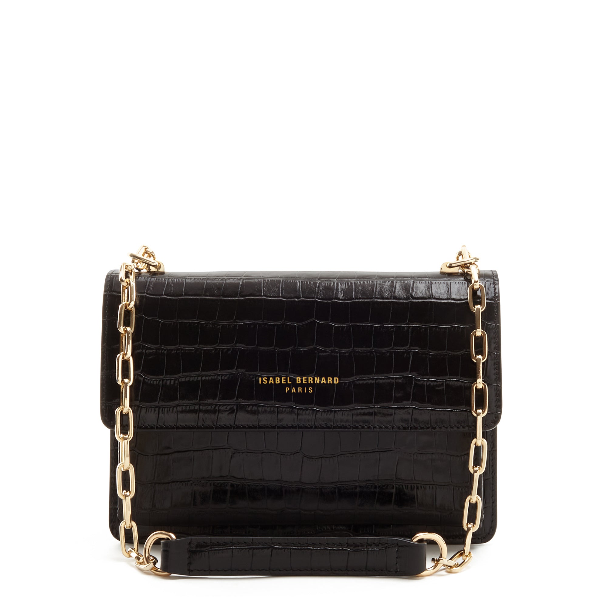 Valerie Crocodile Embossed Black Calfskin Leather Shoulder Bag for Women - Elegant & Durable Handbag for Work, Travel & Everyday Use