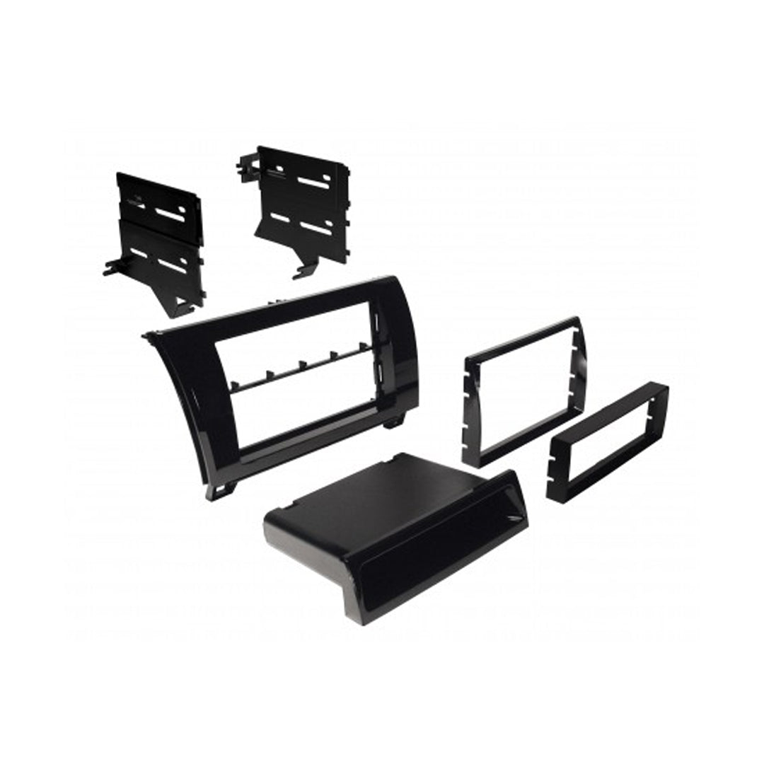 2007-2013 Toyota Tundra & 2008-2016 Toyota Sequoia Single DIN/Double DIN Car Stereo Installation Kit - Gloss Black ISO Mount with Storage Pocket | Perfect for Aftermarket Radio Upgrades & Custom Audio Systems